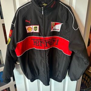 Formula 1 Ferrari Black and Red Racing Jacket